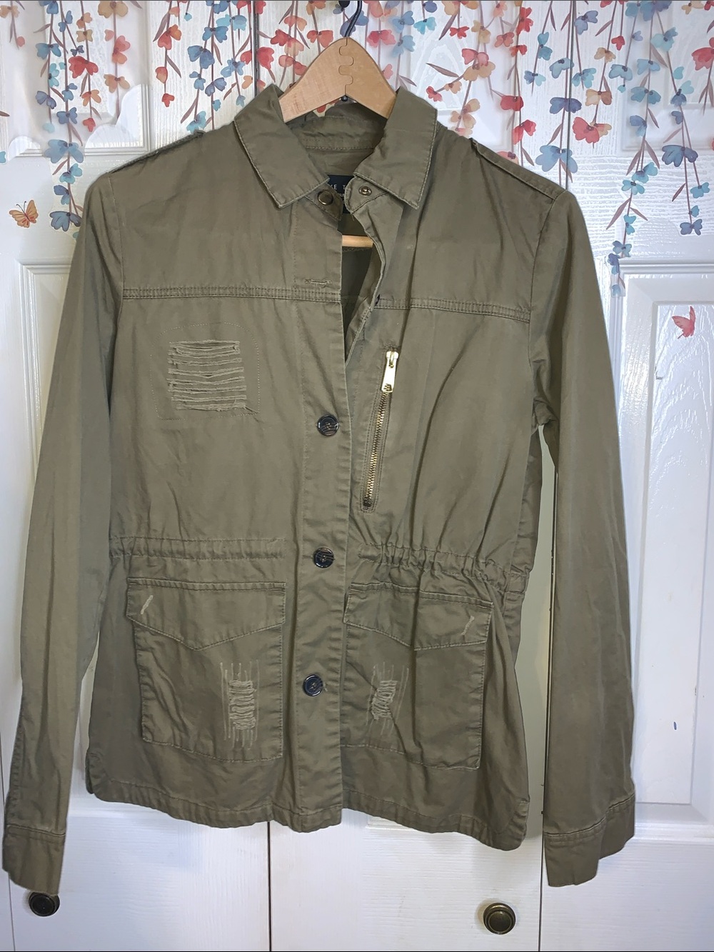 Love Tree Olive Green Drawstring Utility Jacket - Women